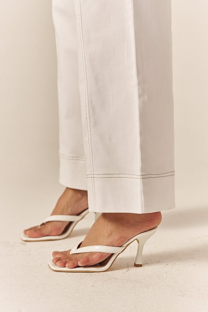 White Denim Oversized Shirt and Flared Pants Co-ord Set