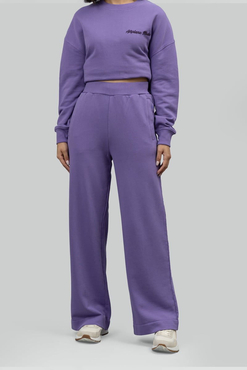 Lavender Cotton Terry Wide-Leg Lounge Pants