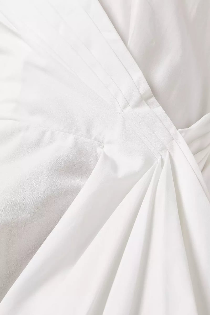 White Cotton Poplin Drape-Panel Shirt