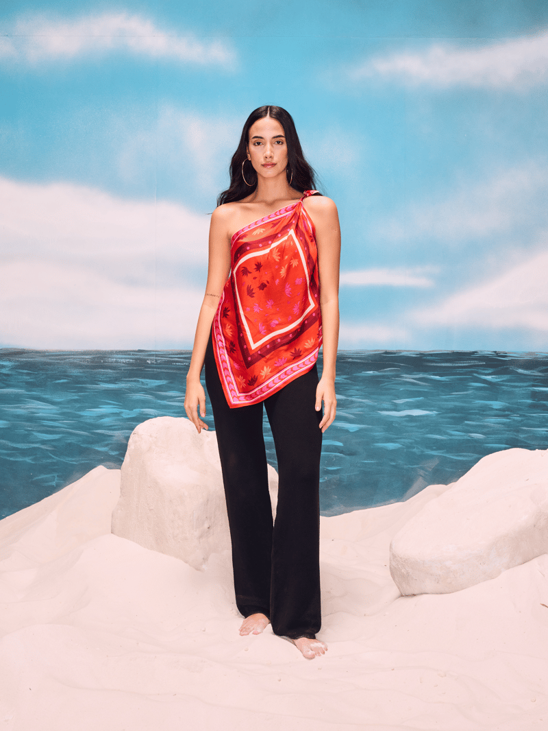Kesar Scarf One Shoulder Top — GUAPA