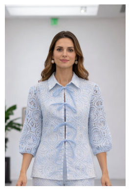 Blue Eyelet Cutwork Shirt and Wide-Leg Pants Co-ord Set