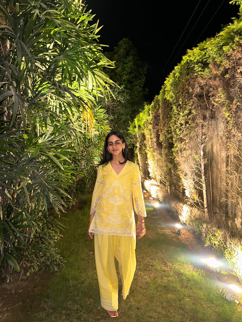 Yellow Cutwork Farshi Co-ord Set