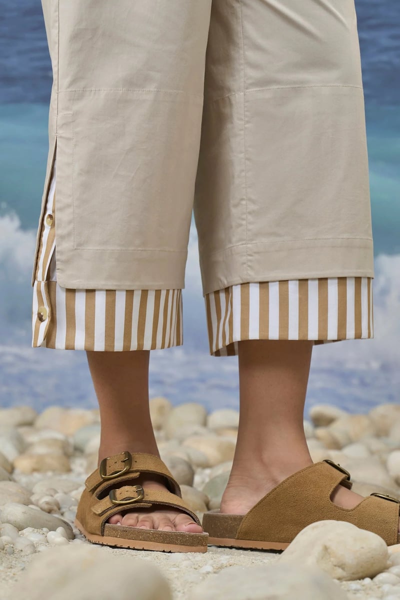 Beige Premium Cotton Lycra Relaxed Fit Culottes