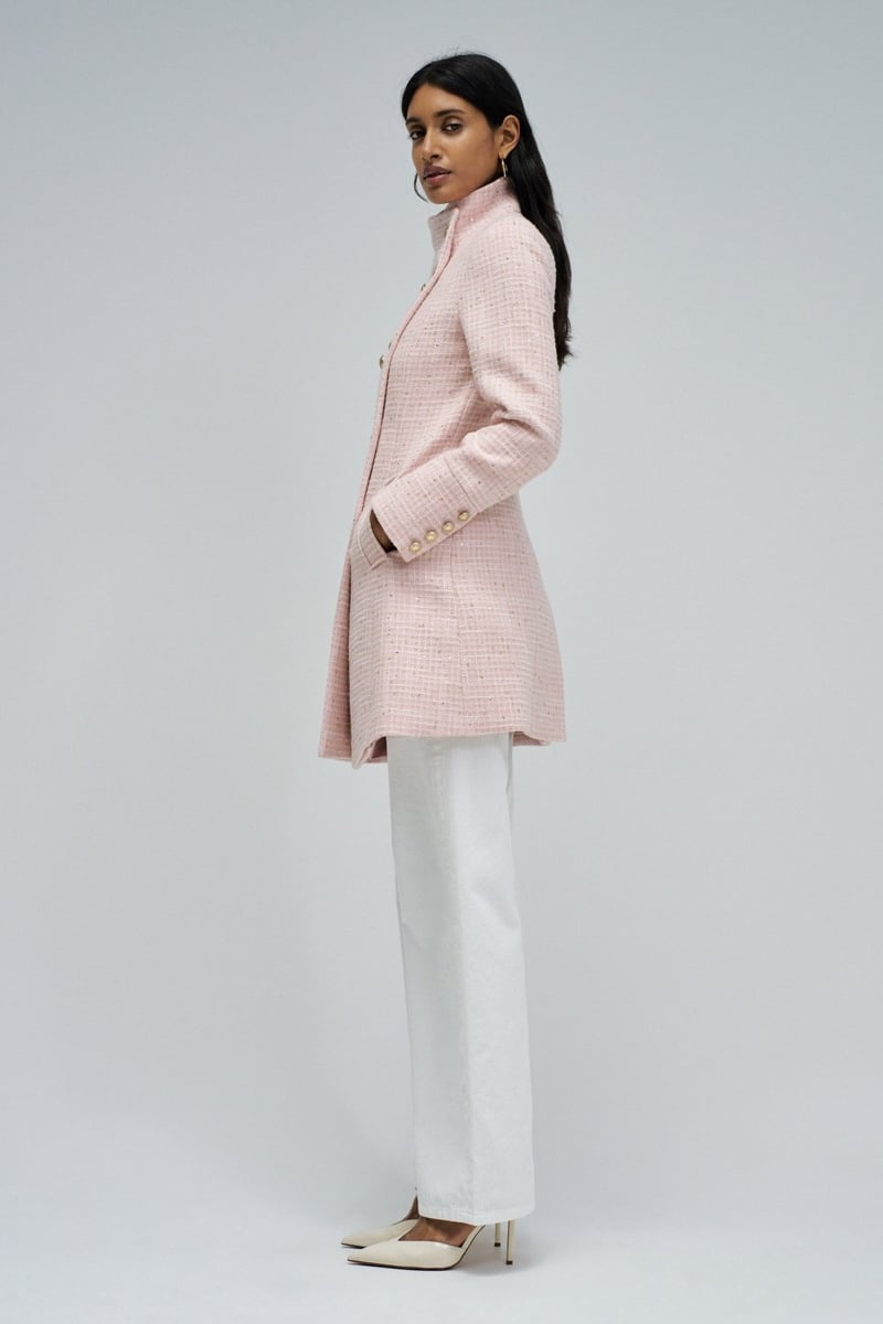 Light Pink Longline Double-Breasted Coat