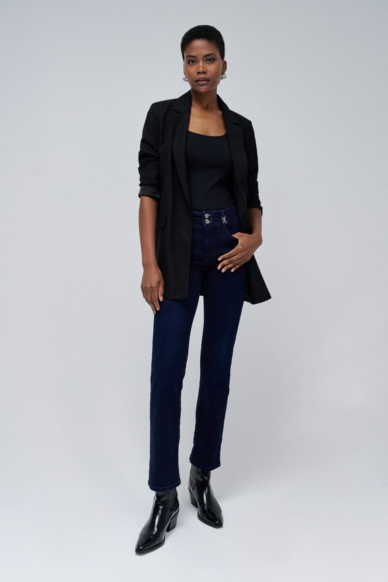 Dark Wash High-Rise Straight-Leg Jeans