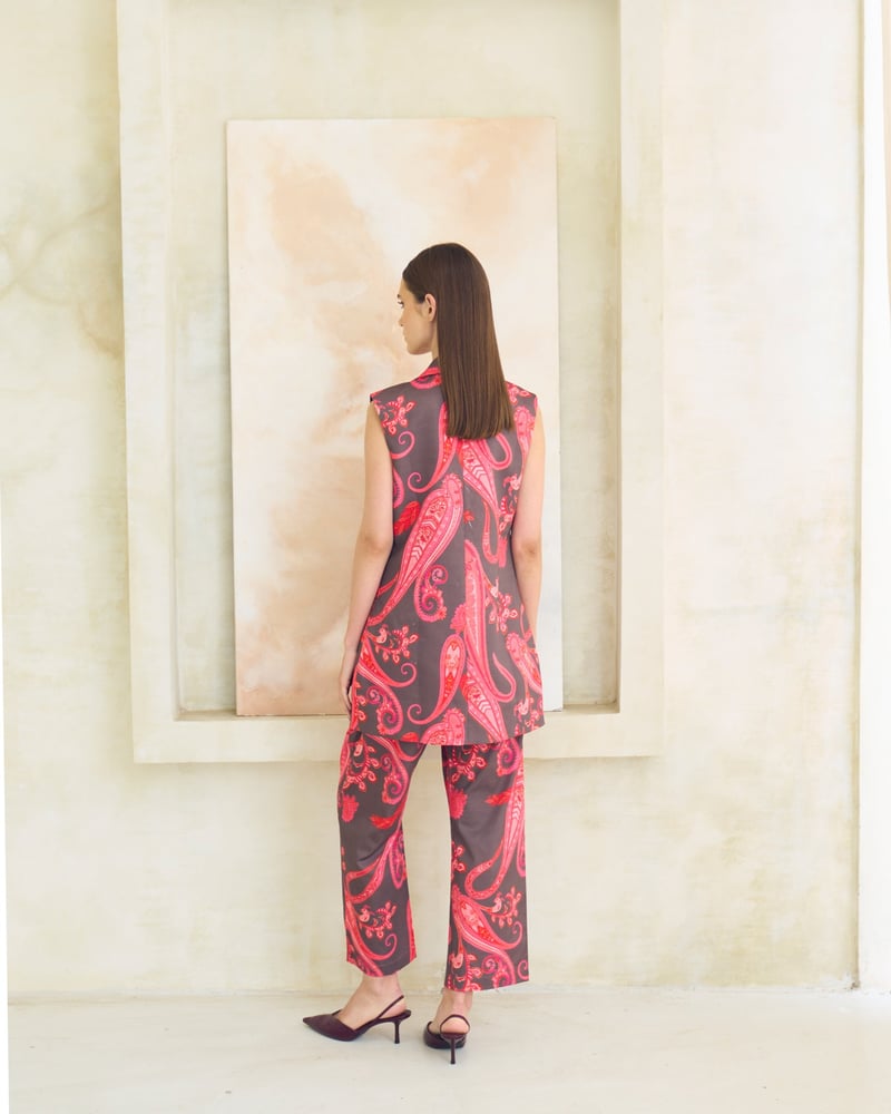 Multicolor Paisley Waistcoat and Trouser Co-ord Set