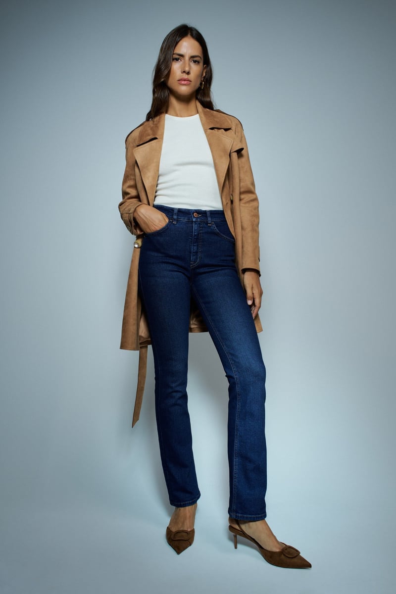 Dark Blue High-Rise Bootcut Jeans