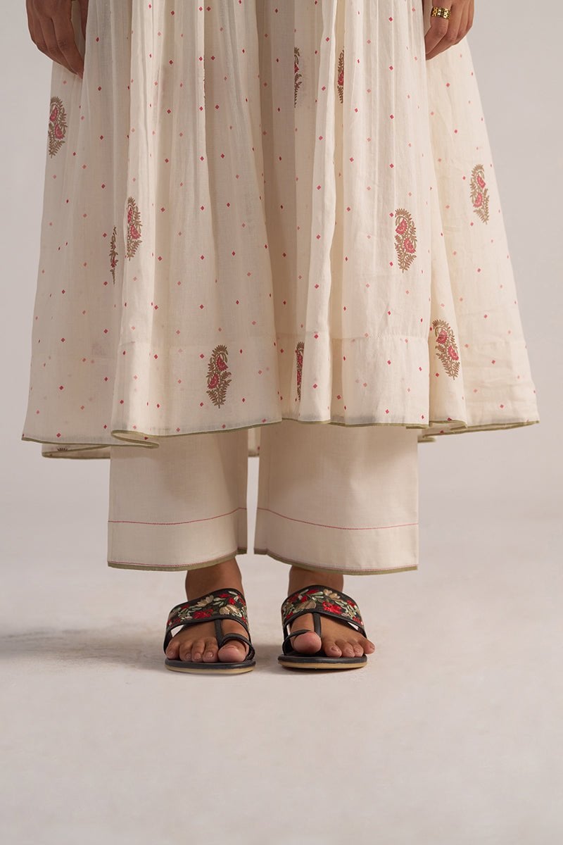 Antique White Printed A-Line Kurta and Pants Co-ord Set