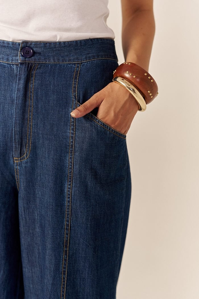 Blue Denim Shirt and Flared Pants Co-ord Set