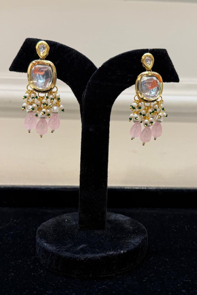 The Sia Kundan & Pastel Pink Drop