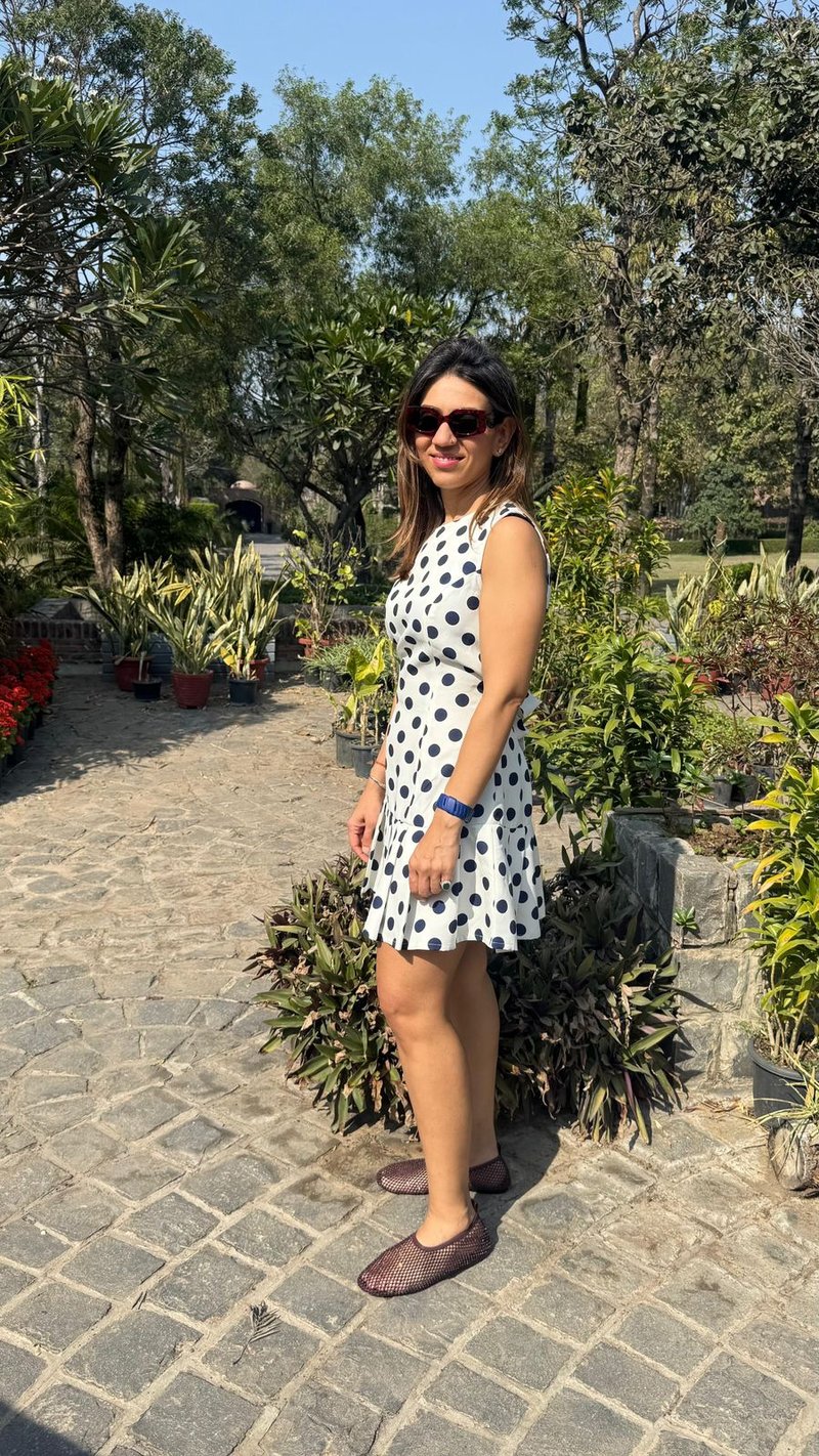 White Polka Dot Fit and Flare Mini Dress with Back Cutout