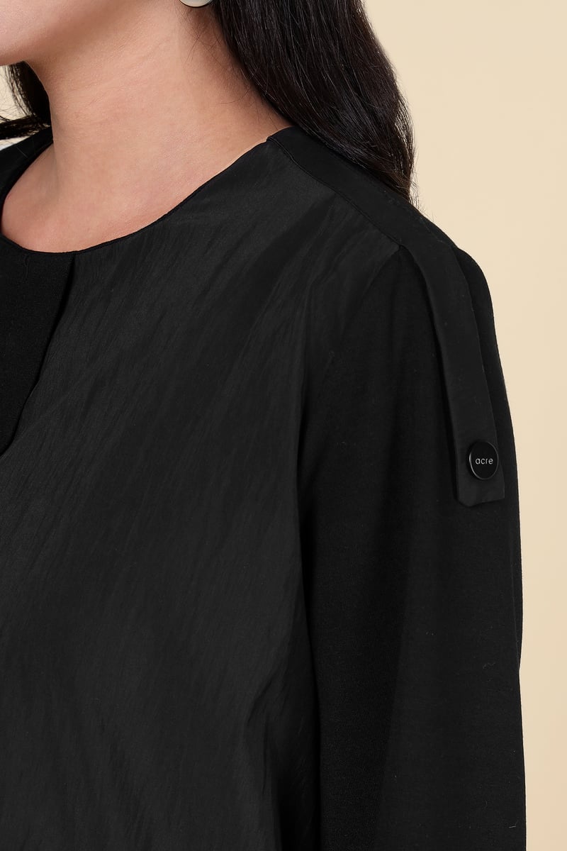 Black Asymmetric Layered Longline Top