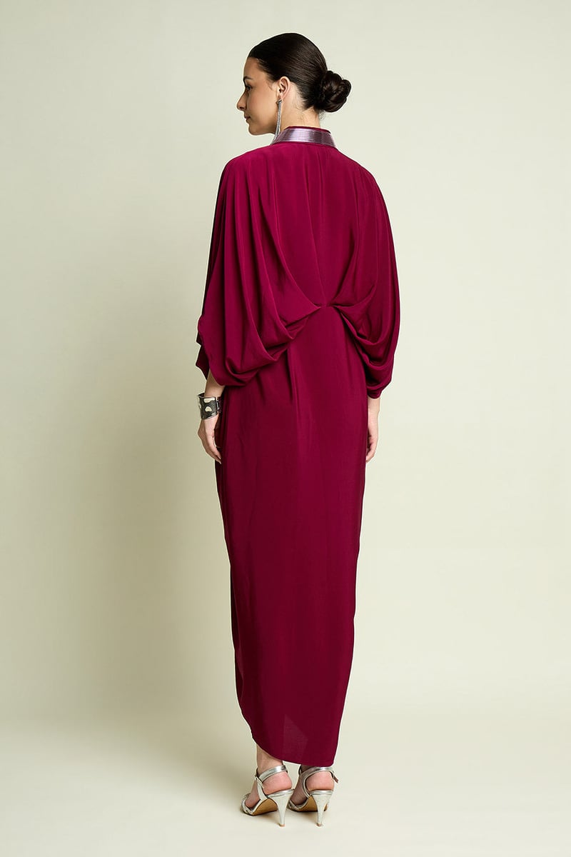 MAROON SILK CREPEDRESS