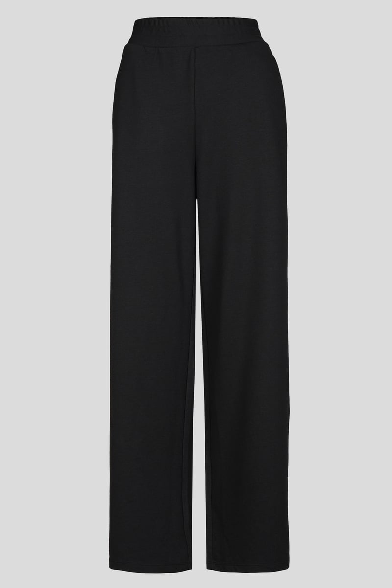 Black Wide-Leg Cotton Terry Lounge Pants