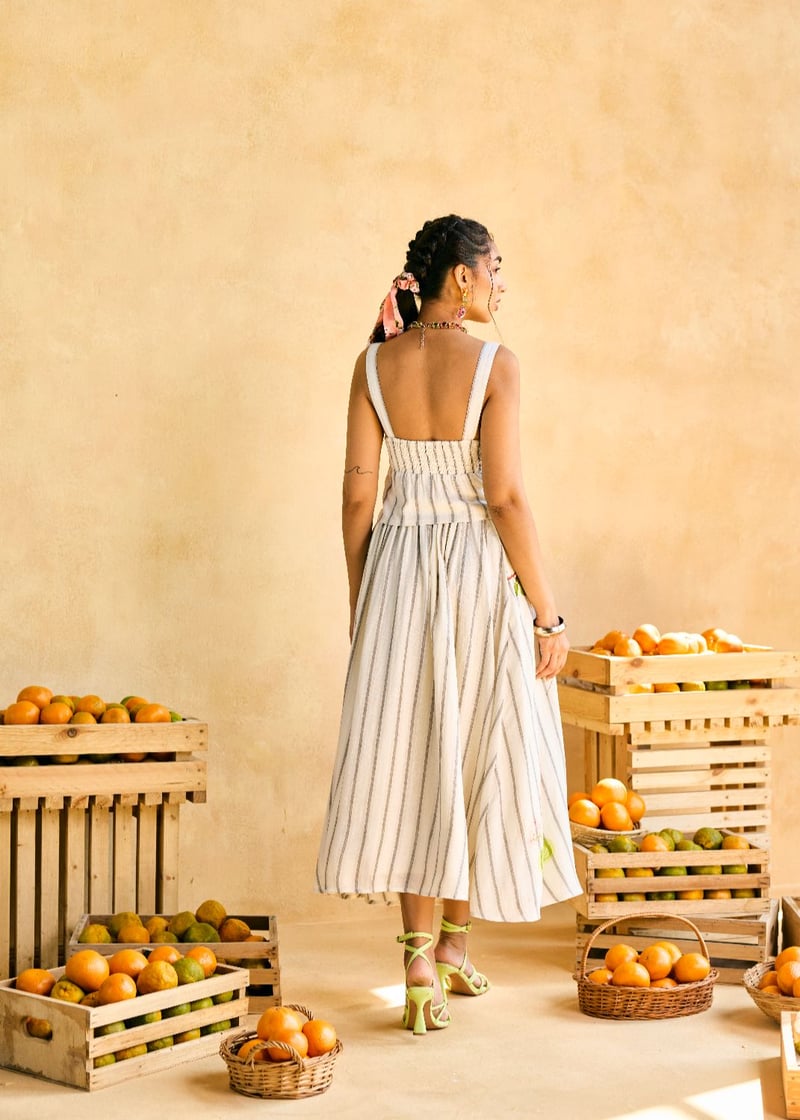 Garden Stripe Gathered Skirt
