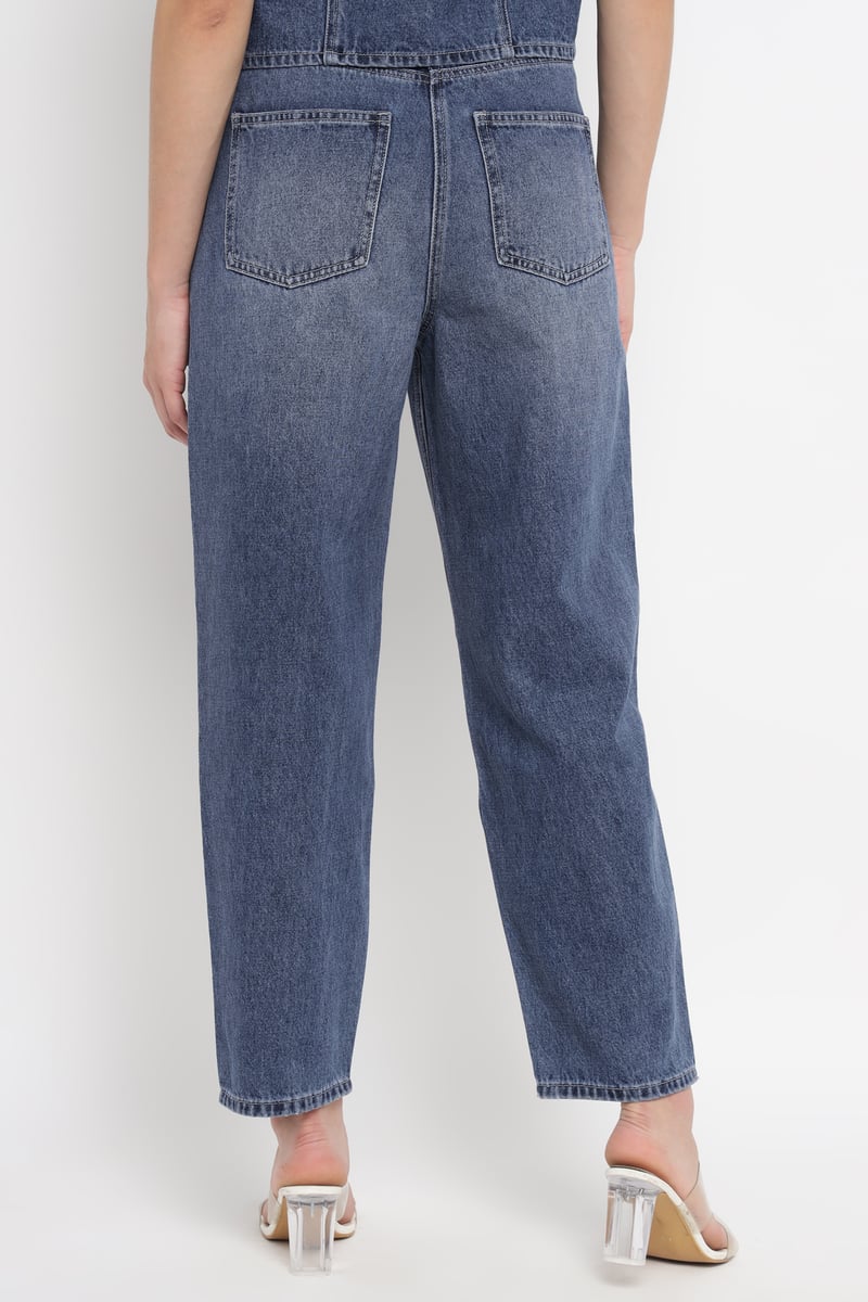 Ultramarine Rhinestone-Embellished Relaxed-Fit Jeans