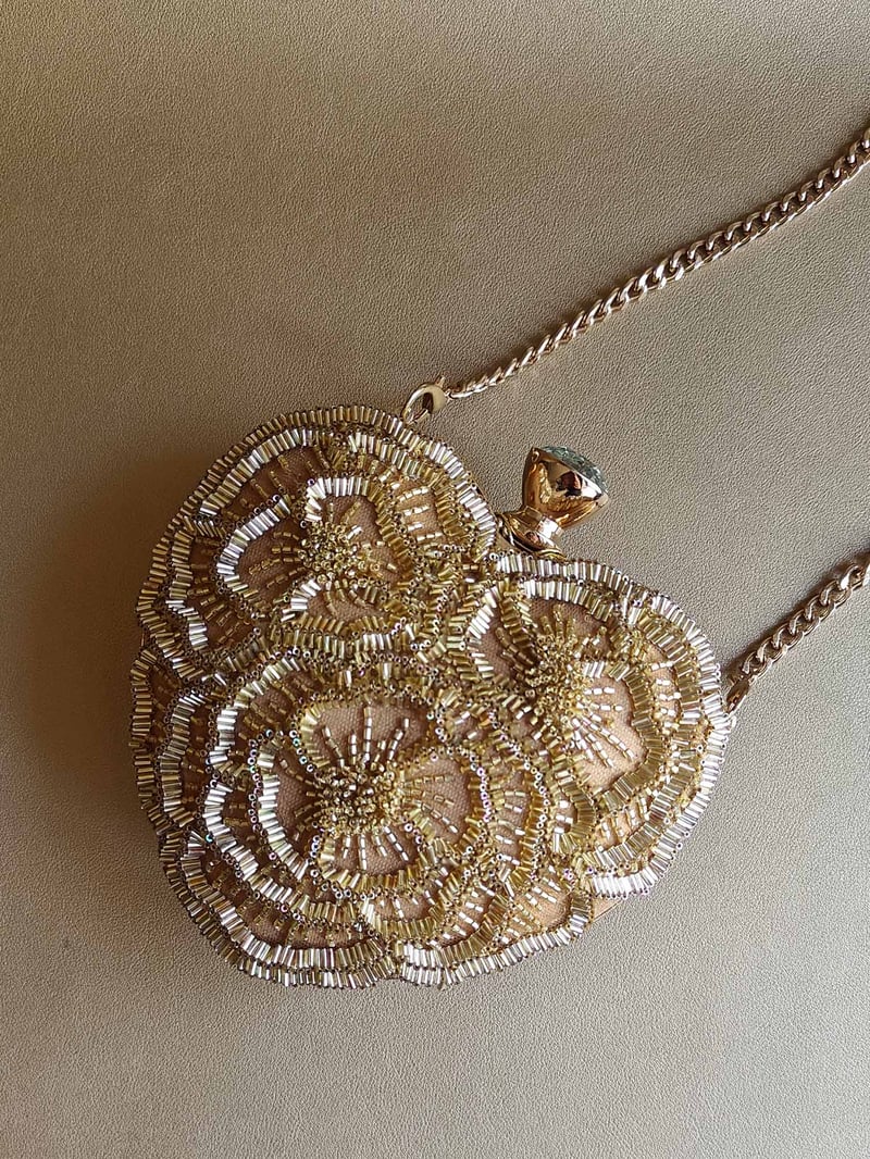 The Floral Heart Bag in Gold