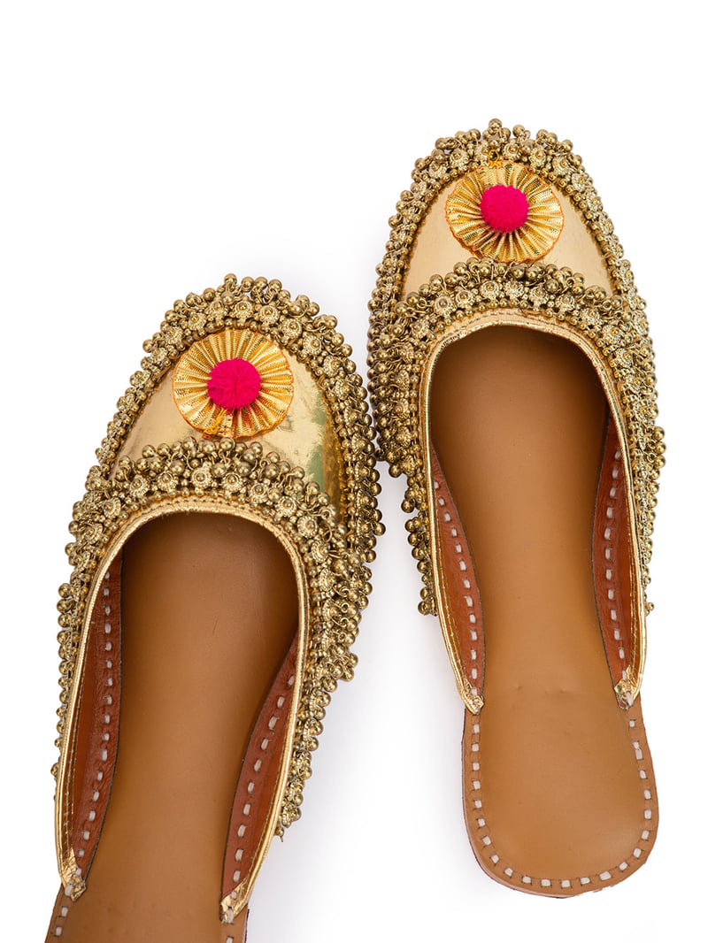 Gold Ghungroo Crown Mule Jutti