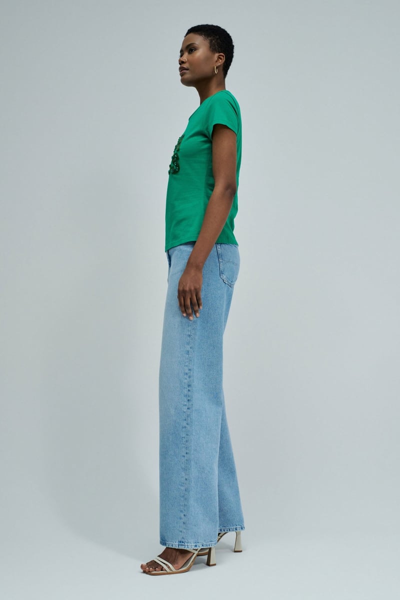 Dark Green Slim Fit Embellished Logo T-Shirt