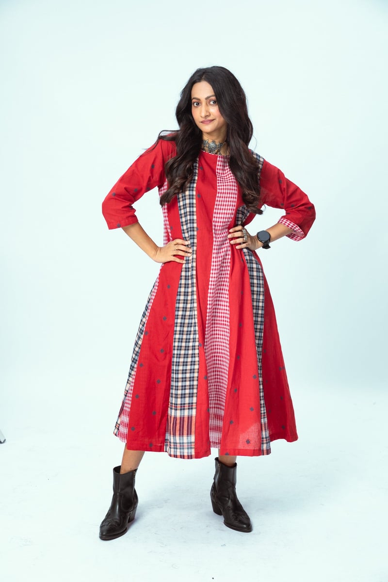 True Red Brick 16 Panelled Dress — 145 East