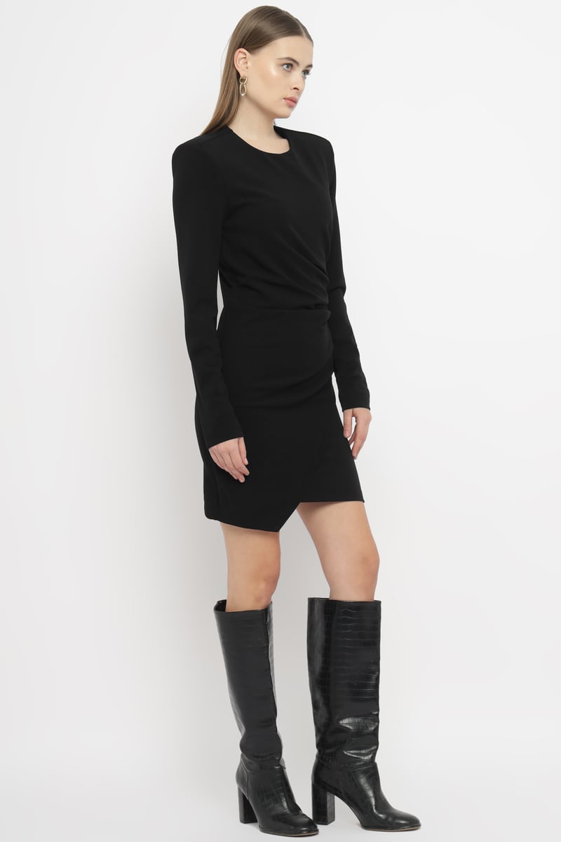 Black Bodycon Mini Dress with Draped Waist