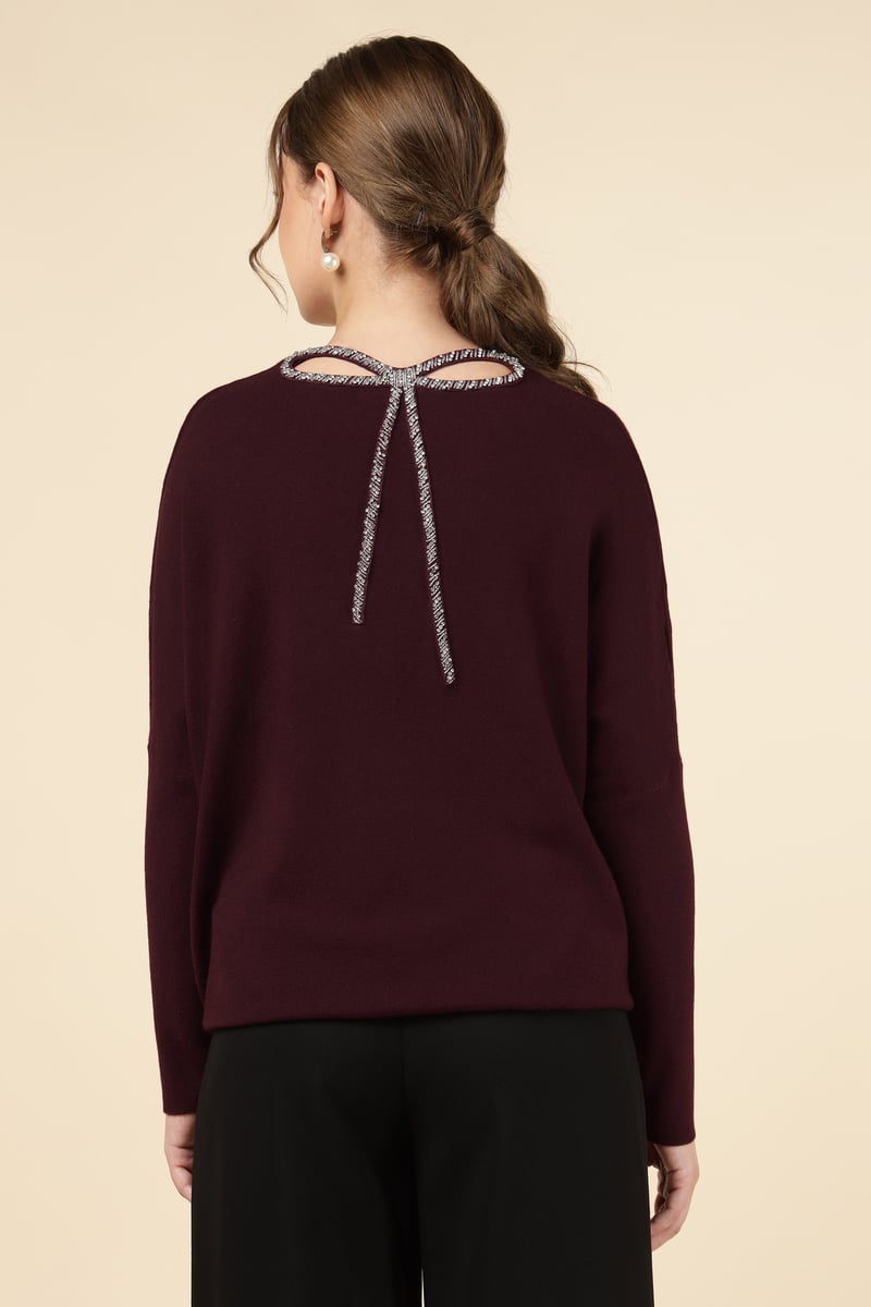 Bordo V-Neck Longline Relaxed Fit Sweater