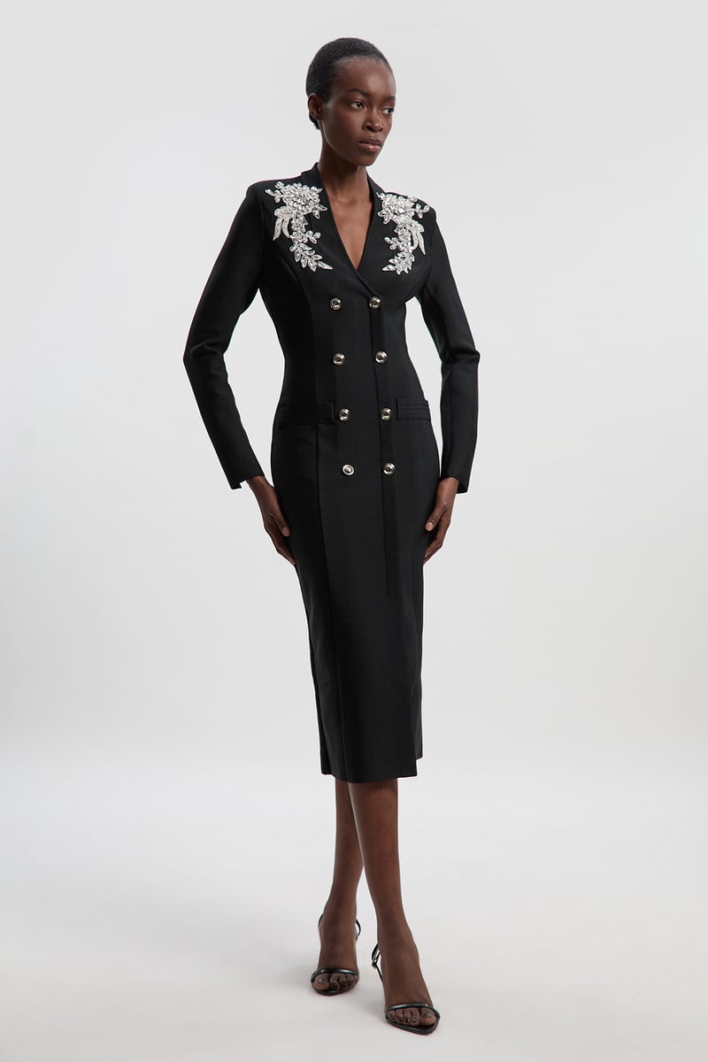 Bandage Form Fitting Embellished Maxi Dress