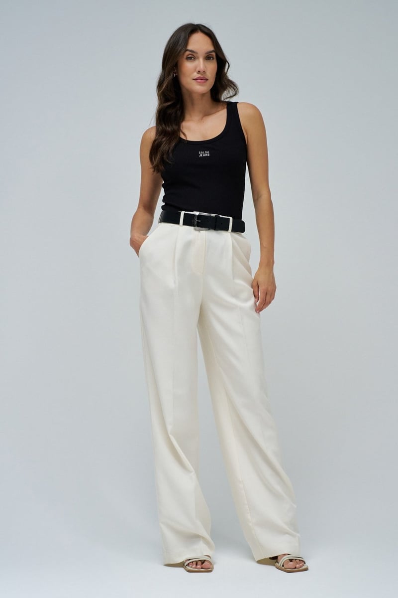 Black Ribbed Knit Slim Fit Sleeveless Top