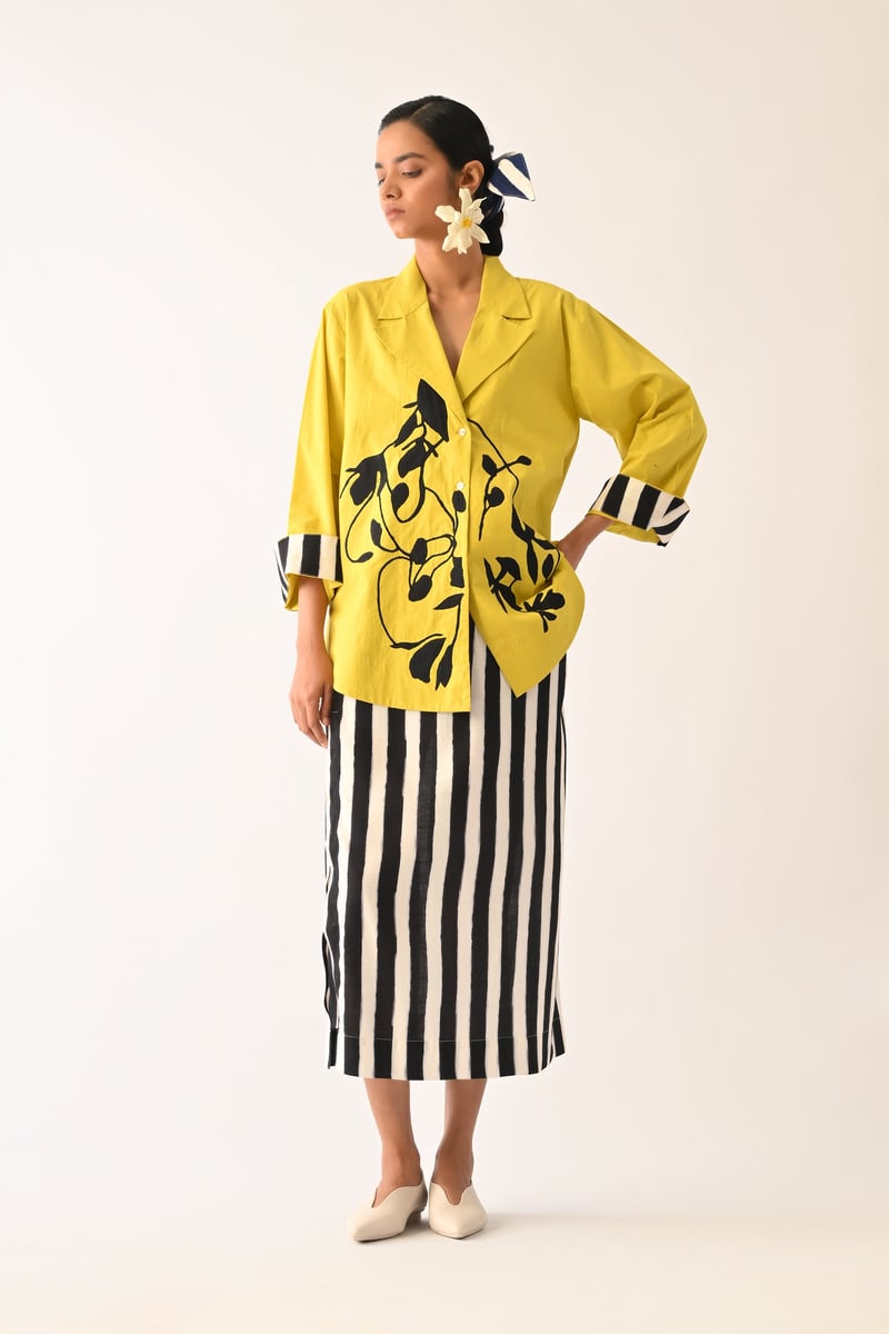 Mono Citrus Psyflora Applique Skirt Set