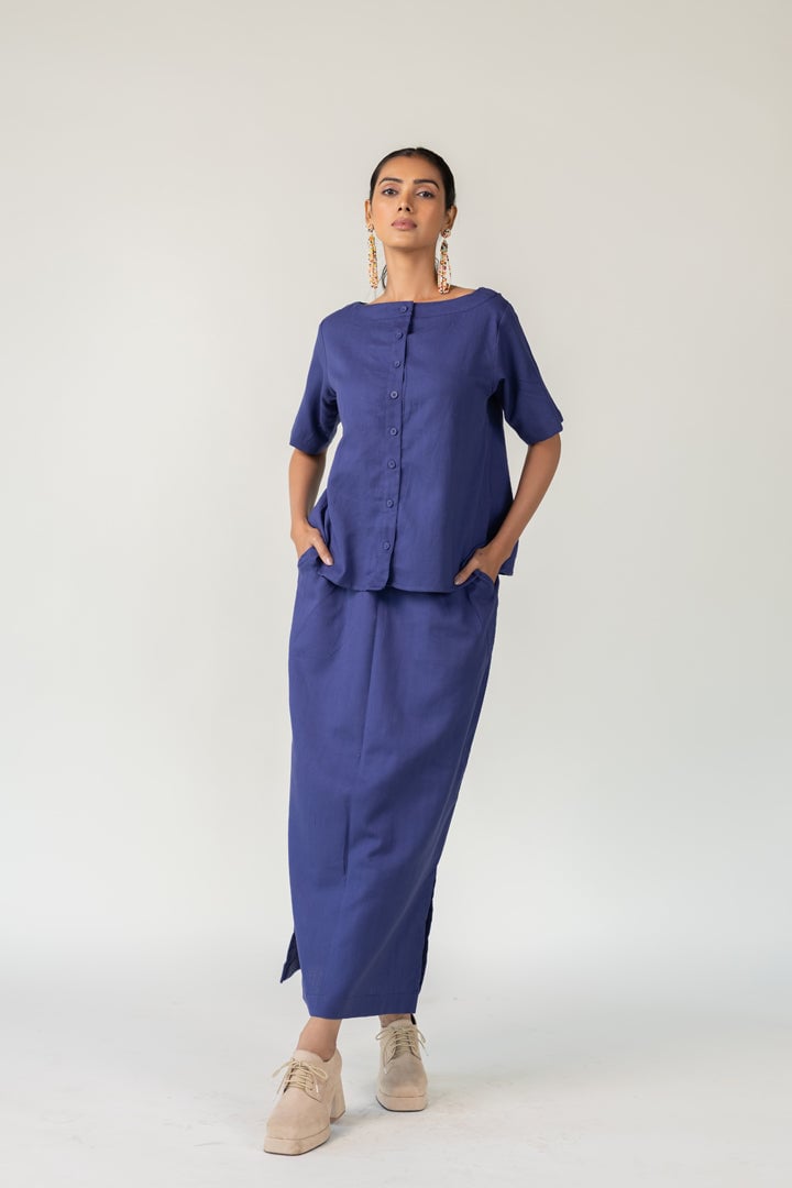 Indigo City-Goer Skirt Set