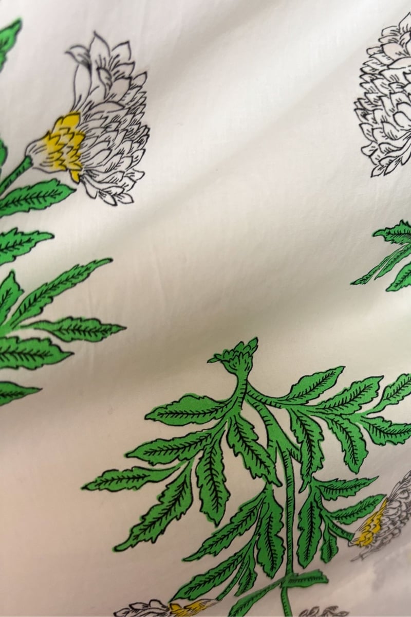 Green and White Striped Oversized Shirt with Embroidered Pockets