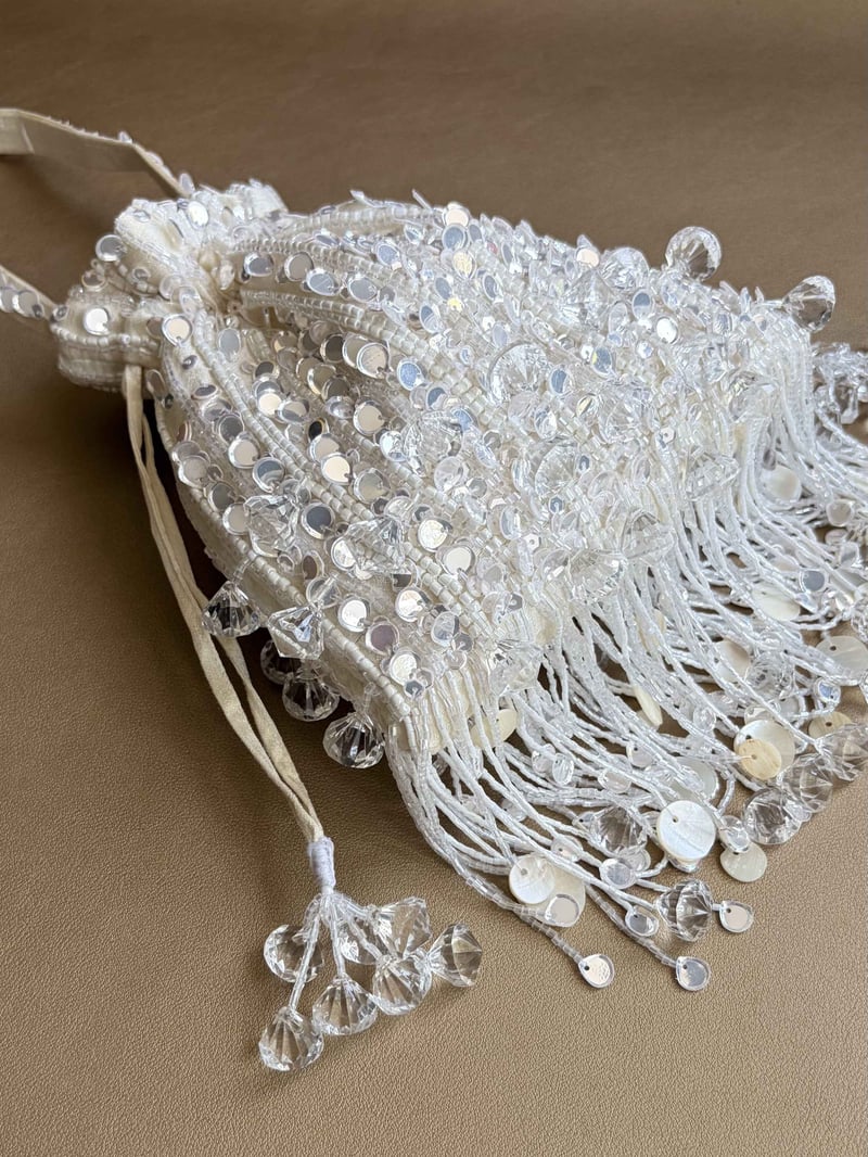 Pearl White Pataka Potli Bag