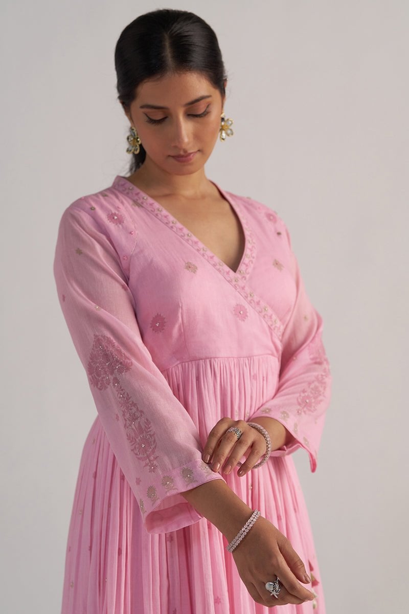 Lilac Sachet Printed Anarkali Kurta Set