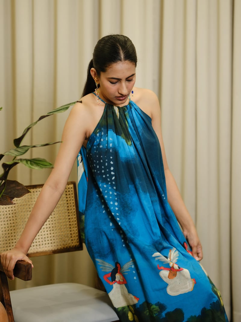 Kadhali Blue Halterneck - Long