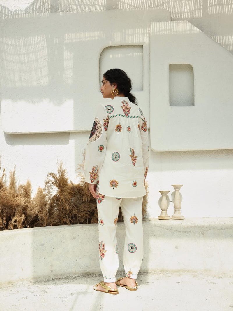 Peach & Green Hamza Print Co-ord Set