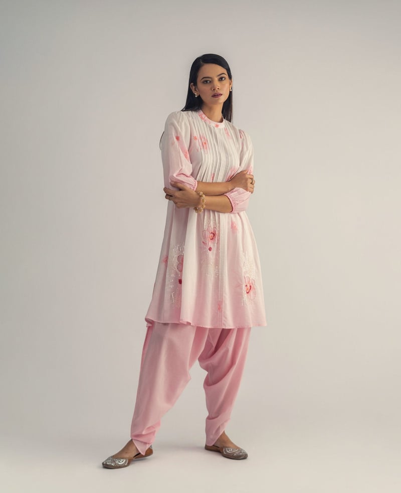 Floral Pintucks Kurta