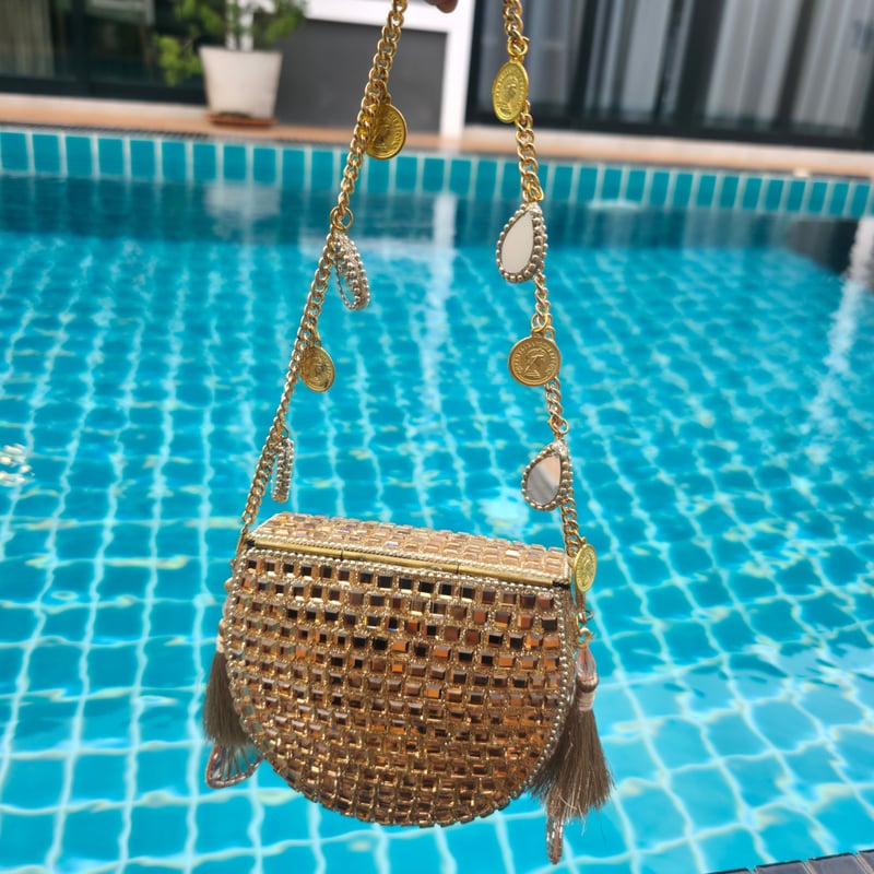 Mini Mirror Coin Bag Gold