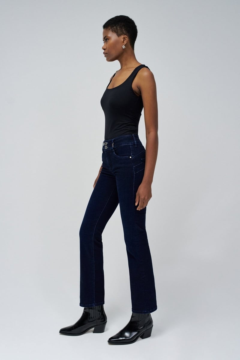 Dark Wash High-Rise Straight-Leg Jeans