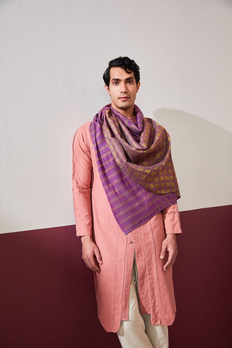 Zari Check Reversibles Pashmina Stole