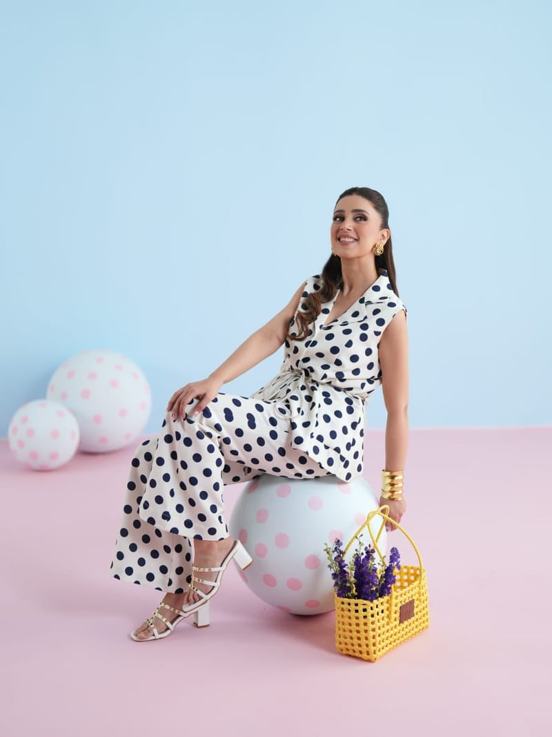 Black and White Polka Dot Blazer and Pants Co-ord Set