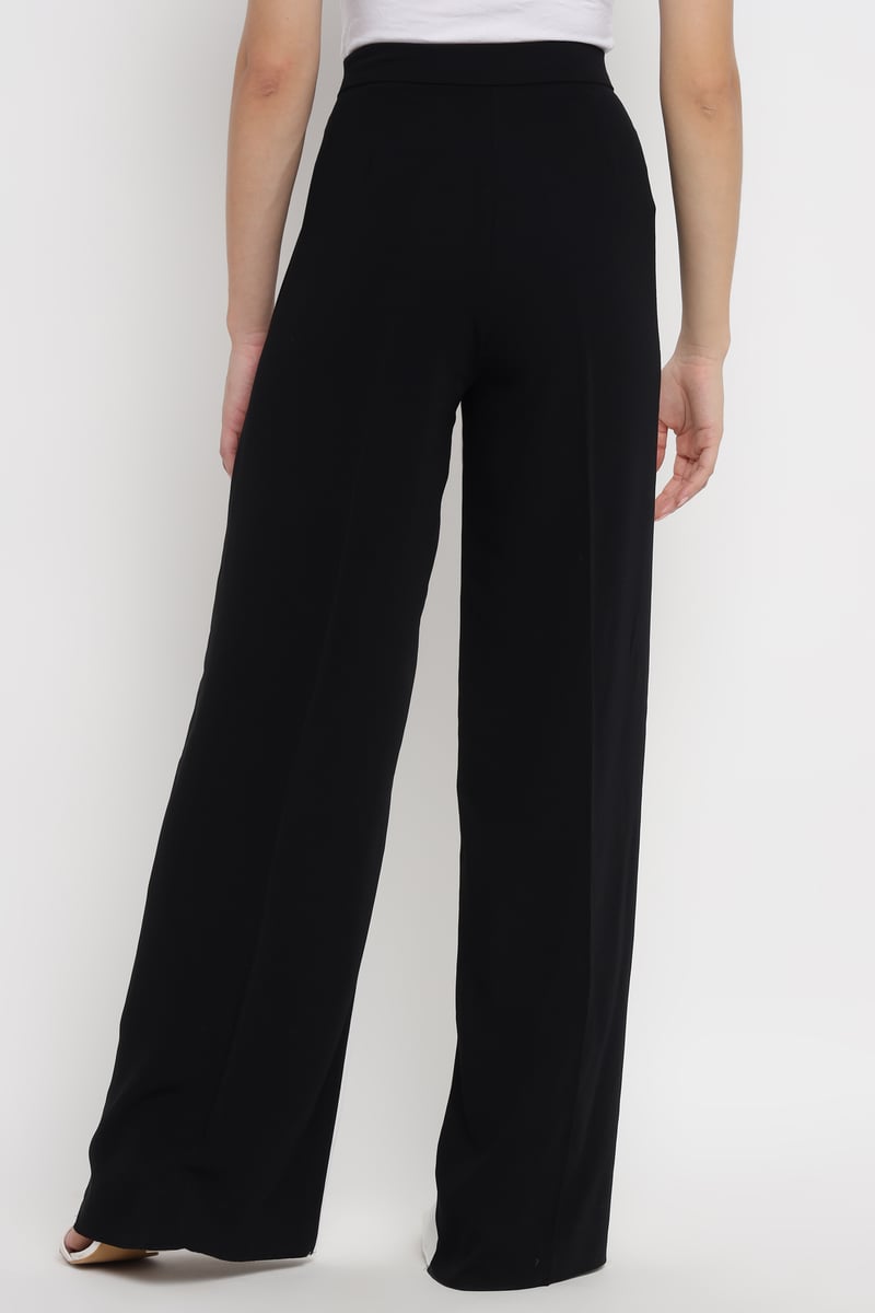 White/Black High-Rise Wide-Leg Colorblock Trousers