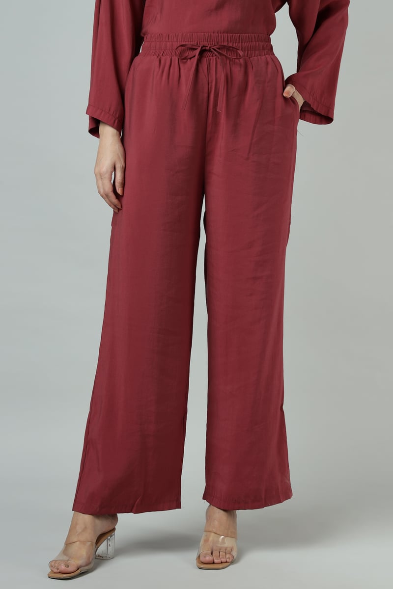 Bordeaux Tunic and Wide-Leg Pants Co-ord Set