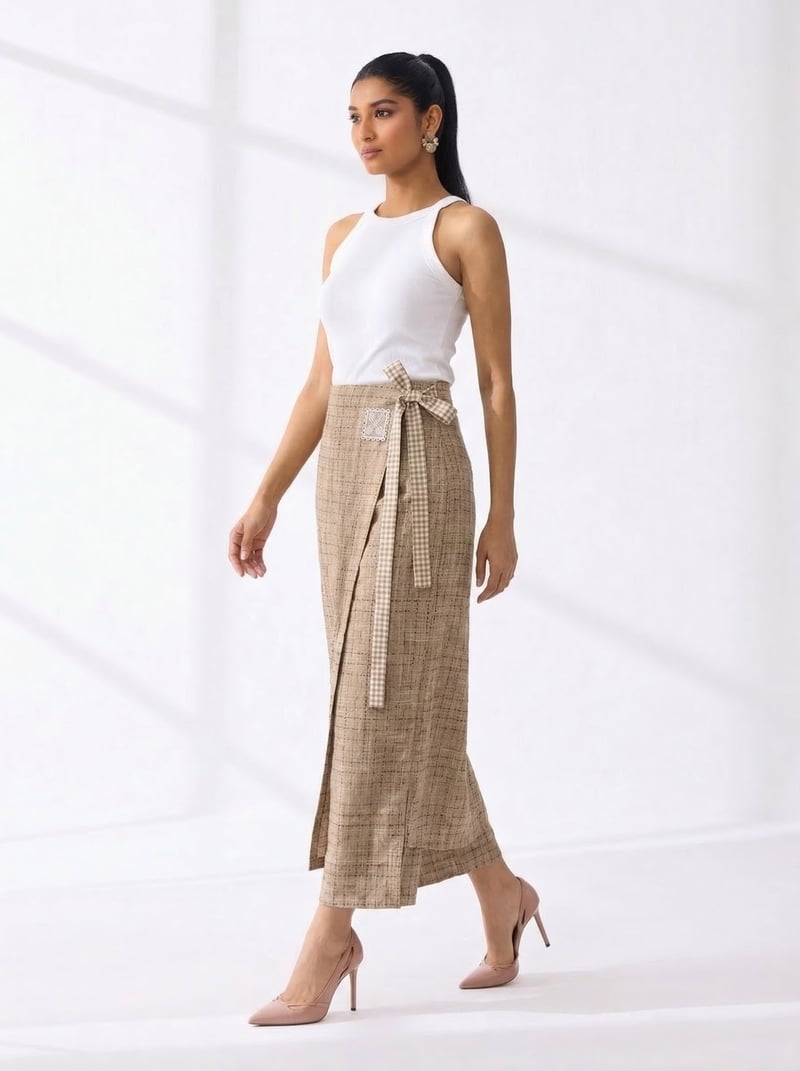 Beige Unisex Wrap Around Trouser