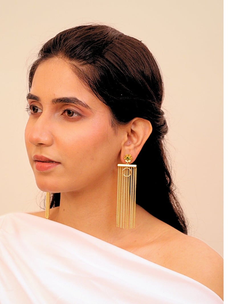 Mehrasa Brass Earrings for Women 18K Gold Plated