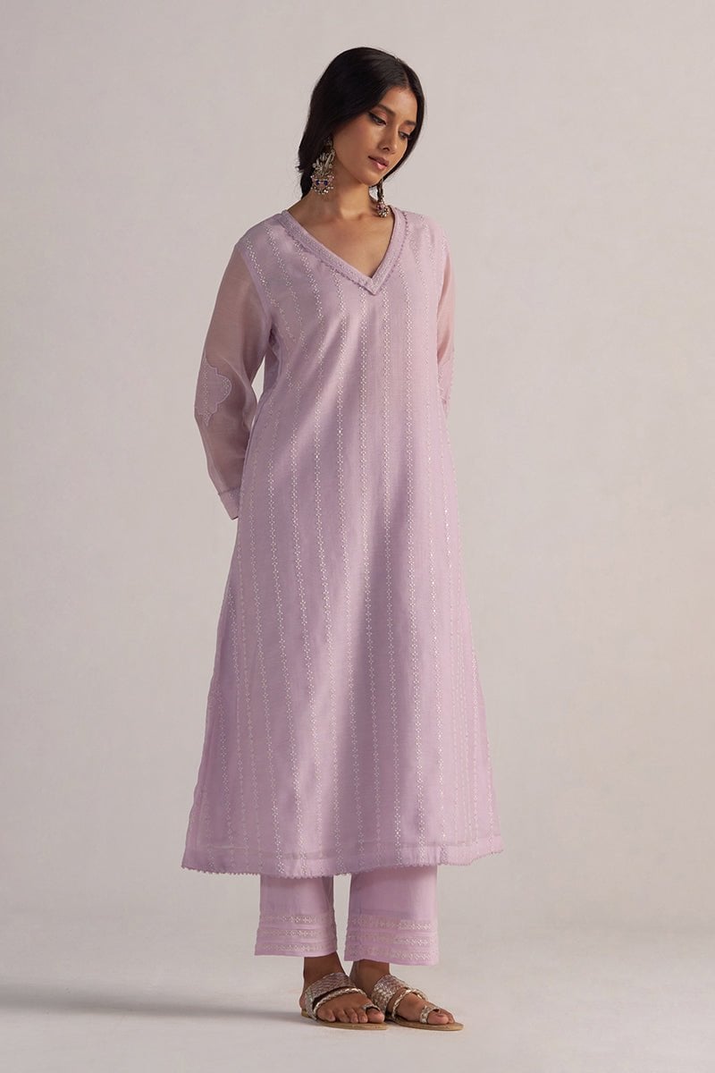 Winsome Orchid Chanderi Kurta and Pant Co-ord Set