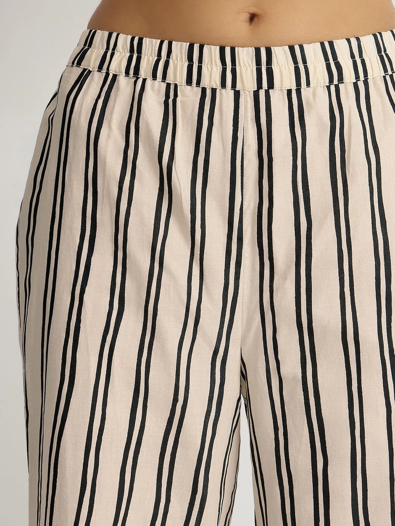 Cotton Ikat Geometric Print Trousers