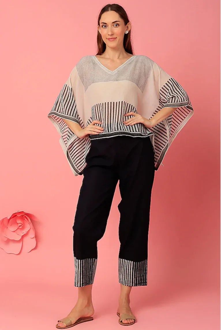 Black and White Piano Print Cotton Kaftan