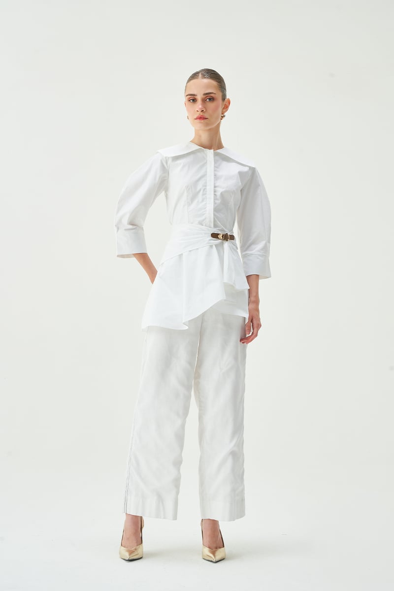 Off-White Belted Cotton Poplin Shirt