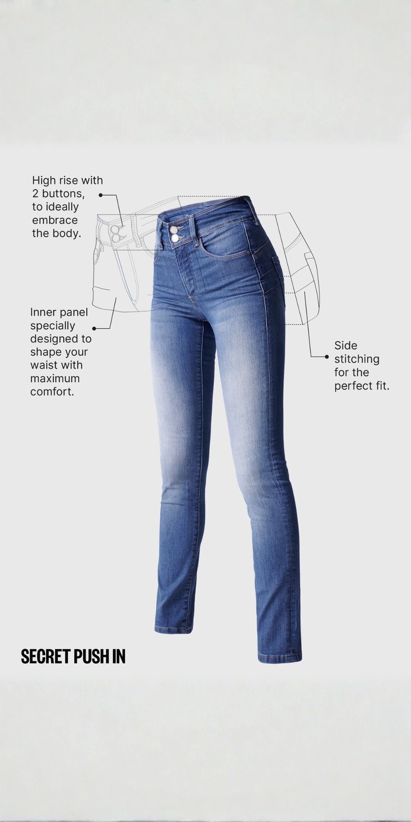 Blue High-Rise Bootcut Jeans with Embellished Hem