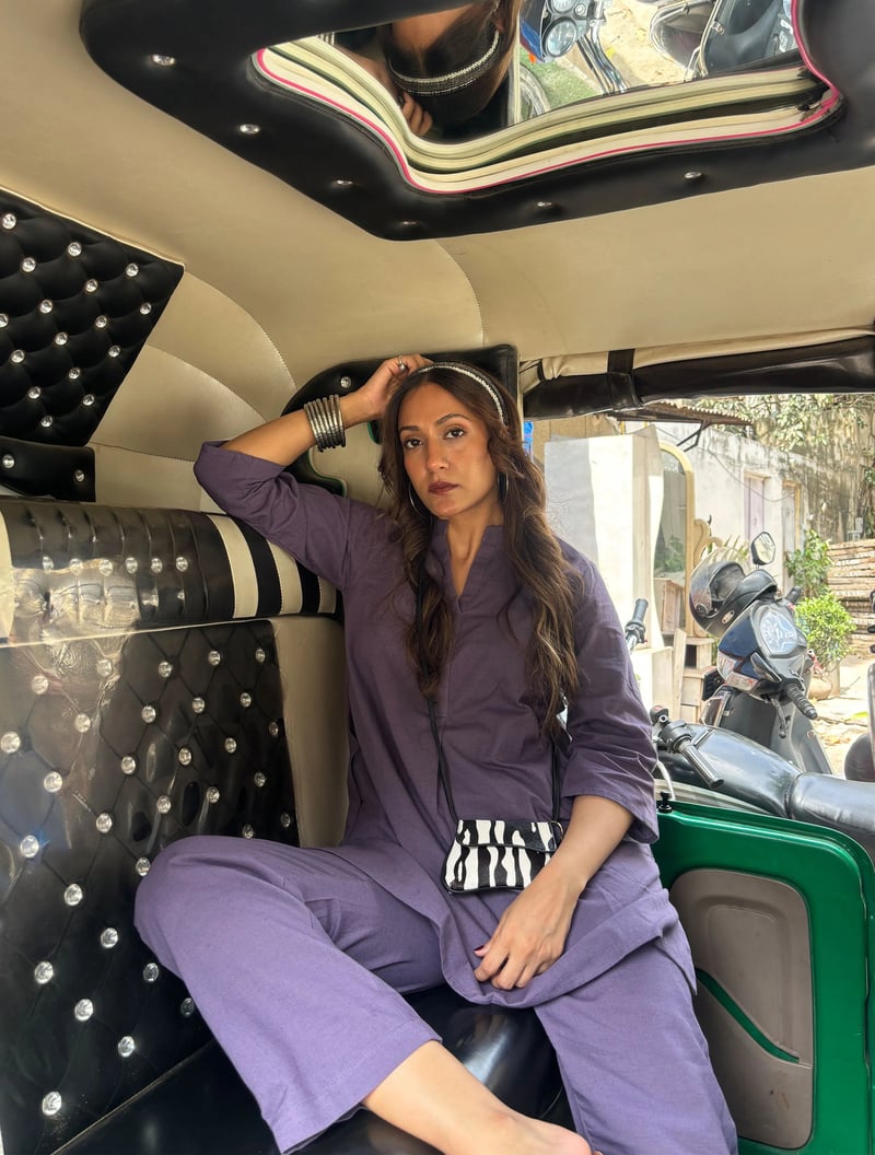 Plum Purple Relaxed Fit Co-ord Set with Straight Pants